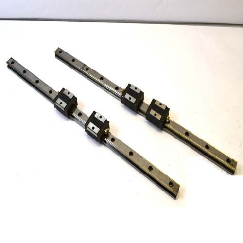 Lot of 4 thk sr25 linear bearing blocks w/(2) 25 1/4&#034; linear guide rails for sale