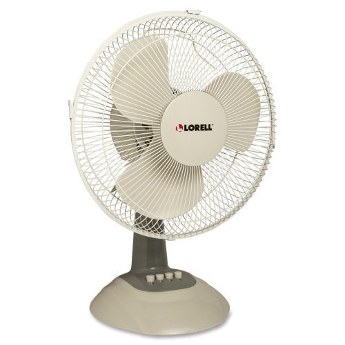 Lorell Desk Fan - 12&#034; Diameter - 3 Speed - Metal Grille - Light Gray - LLR44551