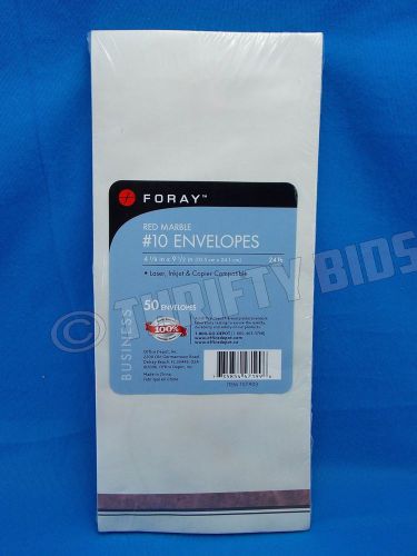 Foray # 10 Envelopes RED MARBLE 24 lb. 4 1/8&#034; X 9 1/2&#034; laser inkjet &amp; copier NEW