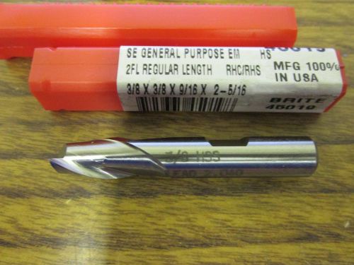 QUINCO HSS  3/8&#034; x 3/8&#034;  2 Flute S/E End Mill