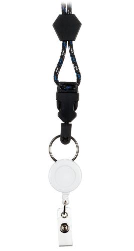 Retractable Lanyard Black, Blue, White Lanyard, White Retracteze Set of 2