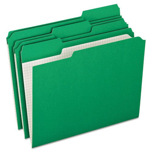 Reinforced top tab file folders, 1/3 cut, letter, green, 100/box for sale