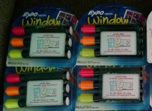 4 packs of Expo Neon Markers 3 pack Windows, Mirrors, Wipe Boards