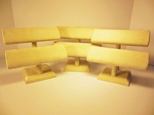 Jewelry display double t bar beige faux suede free us shipping for sale