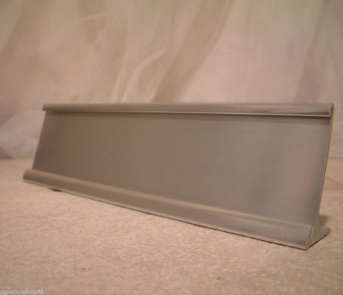 2 x 10&#034; SILVER COUNTER DESK VERSATILE PRINT YOUR OWN REUSABLE SIGN NAME PLATE #3