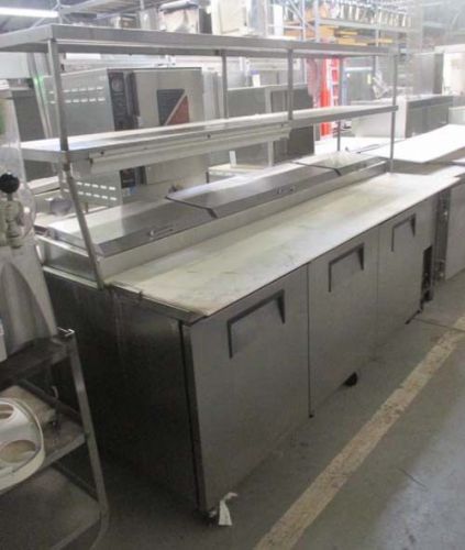 TPP93 True 3 Door Pizza Prep Table with Double Over Shelf