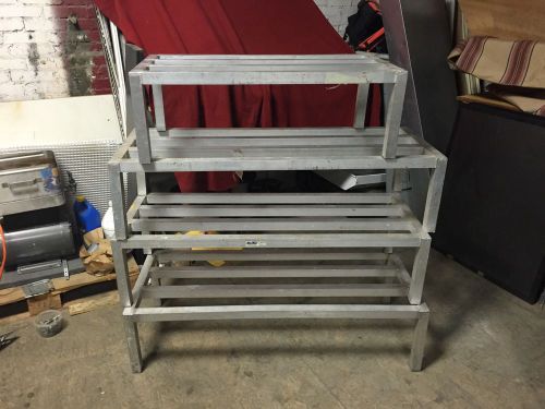 4 ASSORTED SIZES ALUMINUM INDUSTRIAL RESTAURANT BAR KEG DUNNAGE RACK / SHELF