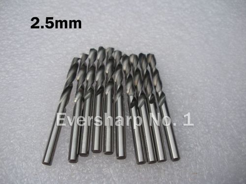 New 10pcs Solid Carbide Straight Shank Twist Drills Dia 2.5mm