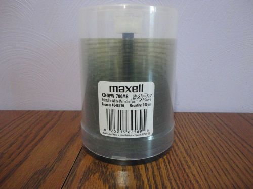 MAXELL 648720 PRINTABLE WHITE MATTE SURFACE CD-RPW 700MB 100 pieces 48X