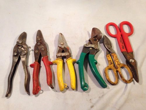 Lot Of 6 Sheet Metal Tin Snips - WISS, HWI