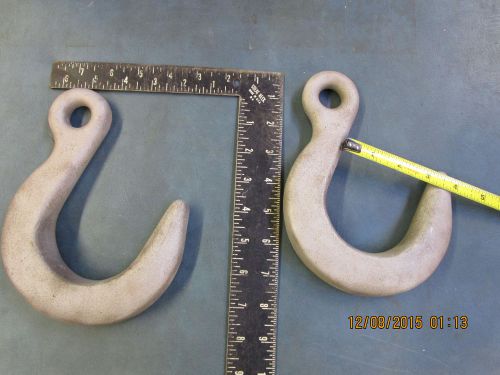 Pair of Heavy Duty Wrecker winch or crane hooks 3/4 eye USA.