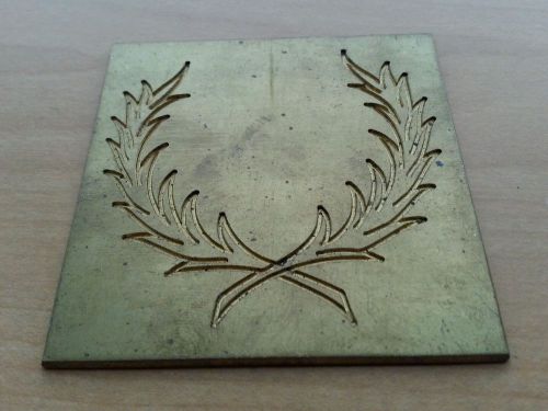 ENGRAVOGRAPH ENGRAVING MACHINE BRASS WREATH PLATE 23/4&#034; TALL