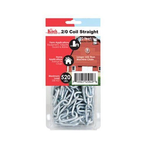 Koch A10922 2/0 by 20-Feet Coil Straight Chain, Zinc Plated