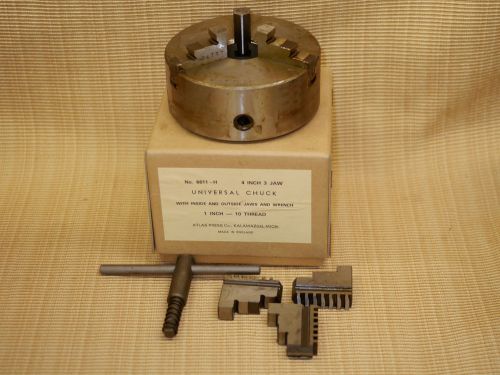 NEW ENGLAND ATLAS CRAFTSMAN 6&#034; METAL LATHE 4&#034; 3 JAW CHUCK INSIDE OUTSIDE OD KEY