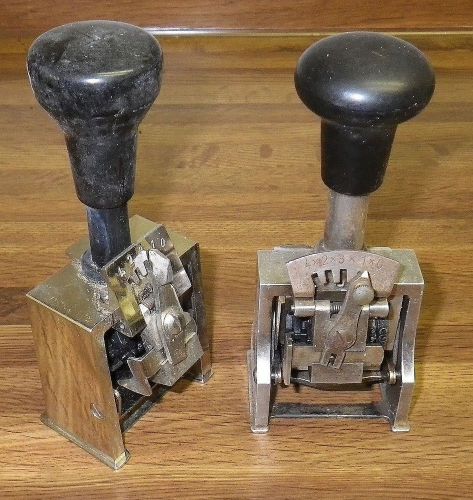 Two Vintage NUMBERING MACHINE s LOT Pair Germany READ Self Ink