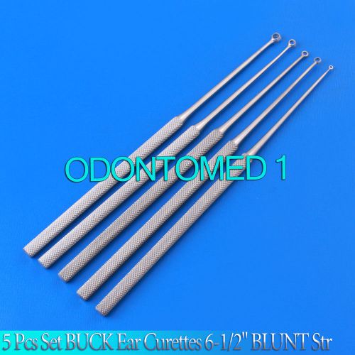 5 Pcs Set BUCK Ear Curettes 6-1/2&#034; BLUNT Str ENT Surgical Instruments