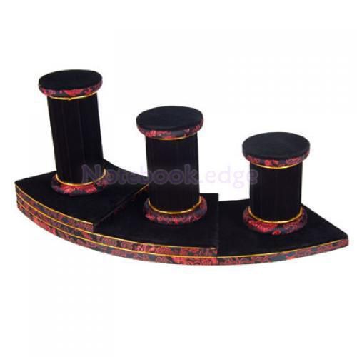 Black Velvet 3 Column Bracelet Bangle Watch Cuff Jewellery Display Stand Rack