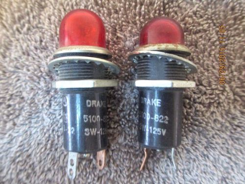 (2) vintage drake 5100-822 panel mount motorcycle indicator lights -- red for sale