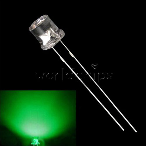 200PCS 5MM 2Pin Flat Top Green LED 360° Wide Angle Flat Head Light Lamp