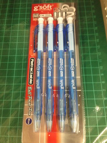 GSoft 4 x W2 Semi Gel Ink Blue Ball Point 0.5mm Retractable Super Smooth Pen