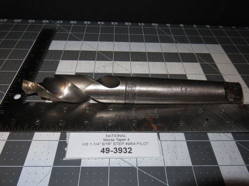 National 1-1/4&#034; Drill  Bit 4MT w&#039; 9/16&#034; Step 49/64&#034; Pilot 4 Morse Taper (3932)