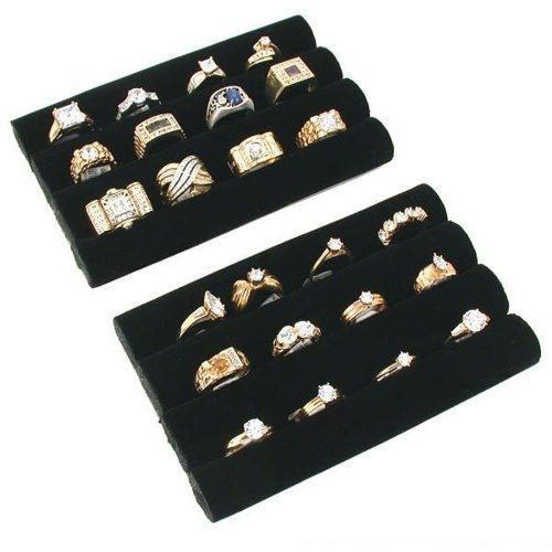 The Displayer 1 X 2 Black Velvet Ring Trays Jewelry Pad Showcase Displays 5.5&#034;