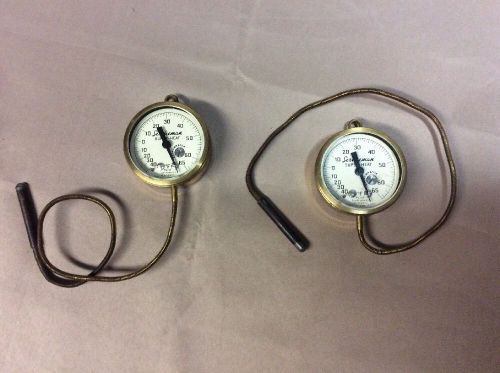 Lot of 2 Vintage Industrial Marsh Temperature Gauge Brass Excellent Steampunk