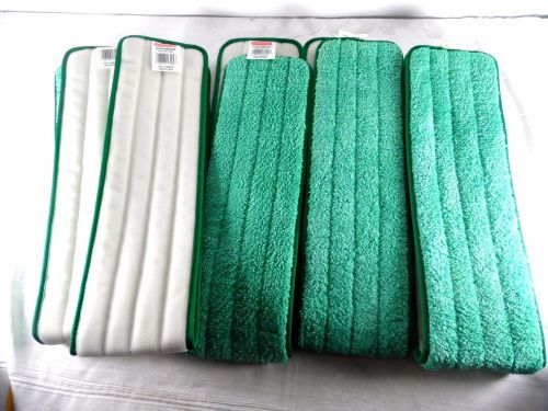 5 Rubbermaid Commercial Q436 Damp Room Pads 36&#034; Hygen Microfiber Green Wet Mop