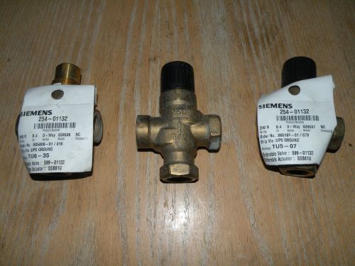 (3) Siemens 254-01132 Siemens MZ Powermite Valves -  3-Way 1/2&#034; NPT