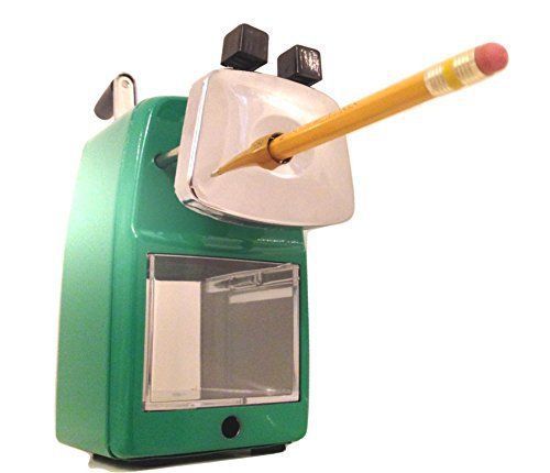 Original Classroom Heavy Duty Pencil Sharpener, Green, Quiet Classroom, Manual