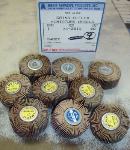 (9) 2-1/2&#034; Merit Flap wheel 60 Grit 1/4-20 $74 List 34022 THREADED HUB 34022