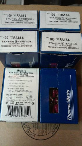For Resell or Inv stock LOT 6 box of STA-KON TERMINAL QTY 100 RA18-6