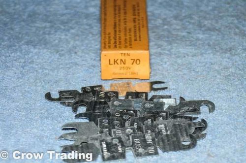 Box of 10 Bussman SUPER-LAG LKN 70 Fuse Renewal Links 250V