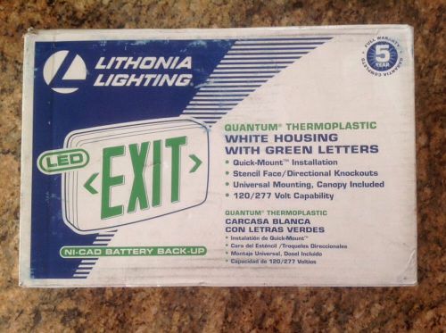 Lithonia lighting green led exit unit w battery ecg 120/277 v 5.4 w lamp nib for sale