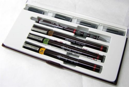 NEW ROTRING ISOGRAPH JUNIOR SET 0.2/0.3/0.5 3 PEN 1 TIKKY PENCIL 4 INK CARTRIDGE