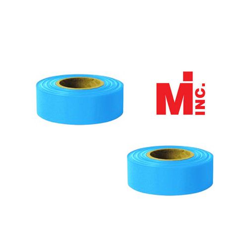 New Fluorescent Blue Taffeta Survey Flagging 1 3/16&#034; by 150 FT - Two Rolls