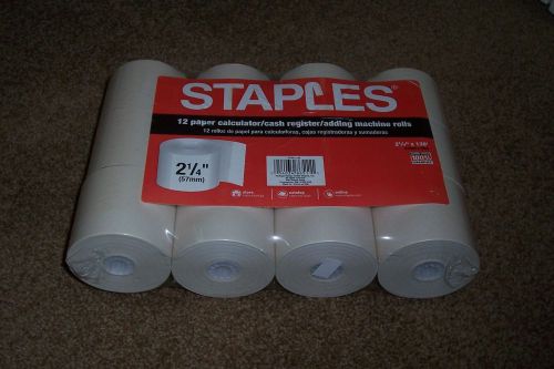 NEW Staples Calculator Cash Register Adding Machine Rolls 12ct 2 1/4&#034; x 130&#039;