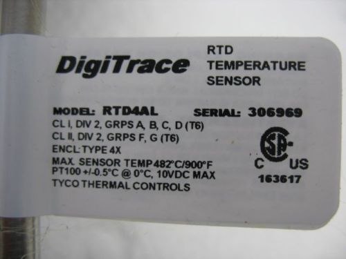 Pentair Tyco DigiTrace RTD4AL Resistance Temperature Detector New