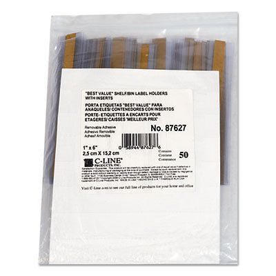 Self-adhesive label holders, top load, 1 x 6, clear, 50/pack 87627 for sale