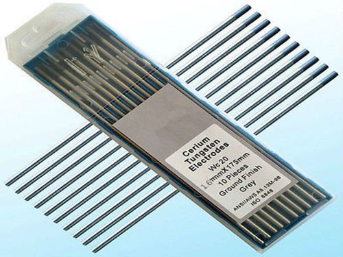 10PK 1/16&#034;* 7&#034;(1.6*175mm) Gray WC20,2% Ceriated Tungsten Welding TIG Electrode