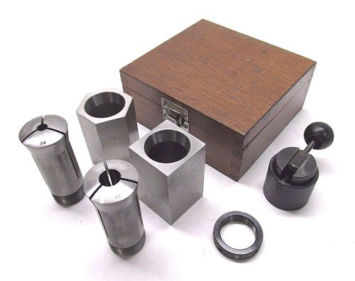 5C HEX &amp; SQUARE COLLET BLOCK SET w/ CLOSERS &amp; 2 HARDINGE COLLETS