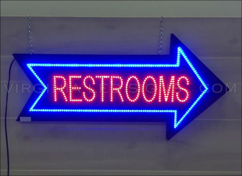 Restrooms led sign neon looking 32&#034;x16&#034; bathroom rest room high quality bright for sale