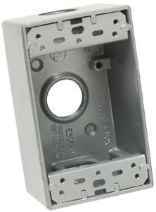 Cooper wiring 1113-sp all-weather outdoor, single gang outlet box, 3 hole 1/2&#034; for sale