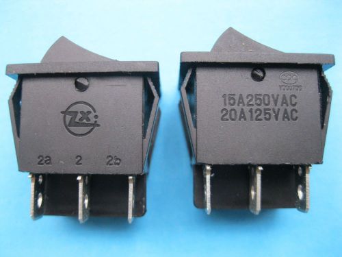 10 black rocker switch on-off dpdt 6 terminal 15a/250v 20a/125v kcd3 without led for sale