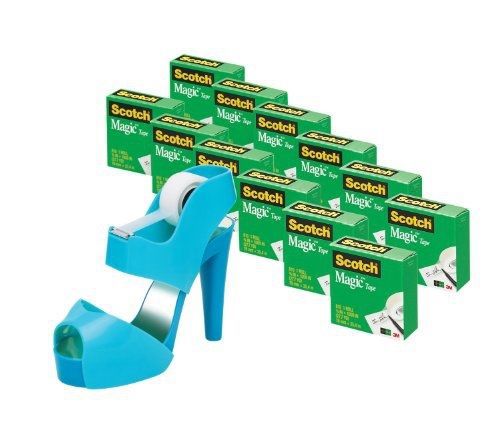 Scotch 3/4 x 1000 Inches Sandal Shoe Tape Dispenser with Magic Tape, 12-Rolls