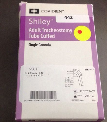Covidien Shiley Adult Tracheostomy Tube Cuffed Ref 9SCT Exp 2017-07