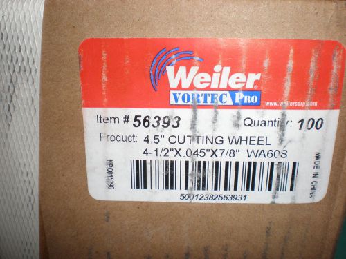 Weiler Cut Off Wheel 4.5 x .045 x7/8 WA60S  # 56393    100 pcs  New in Box