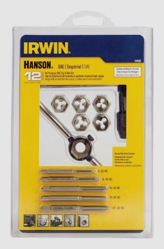 New!! hanson irwin 12pc sae hexagon tap &amp; die set handle stock all purpose 24605 for sale