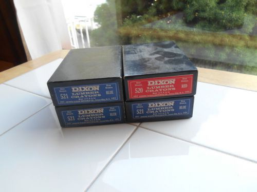 Lot 4 vintage nos dixon lumber crayons dozen boxes 36 blue 521 12 red 520 nib for sale