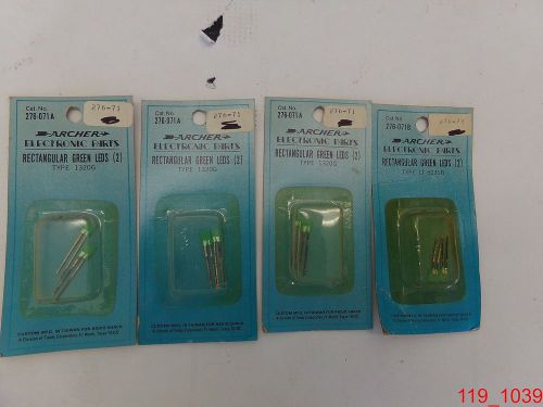 Qty=4 pks of 2 NOS Radioshack 276-071 Rectangular Green LEDS 1320G LT03231B